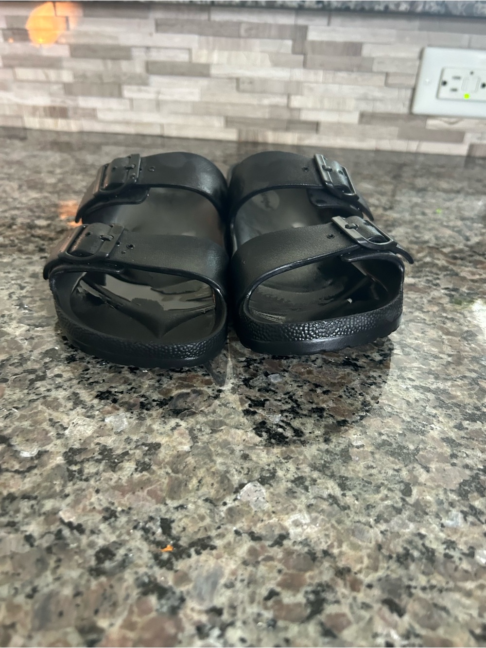 Cat & Jack Black Double Buckle Kids Slide Sandals